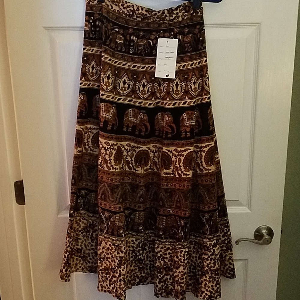 Boho Elephant Print Wrap Skirt